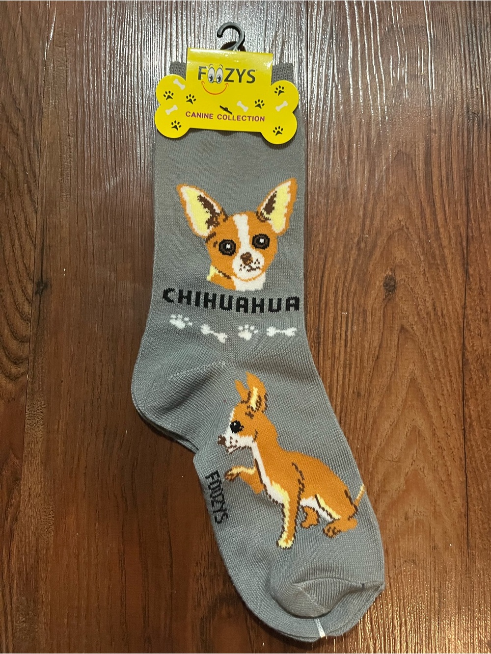 Foozys Gray Chihuahua Dog Crew Socks - Canine Collection